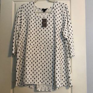 J.Jill ♨️NEW♨️white w/black polka dot top - Size L